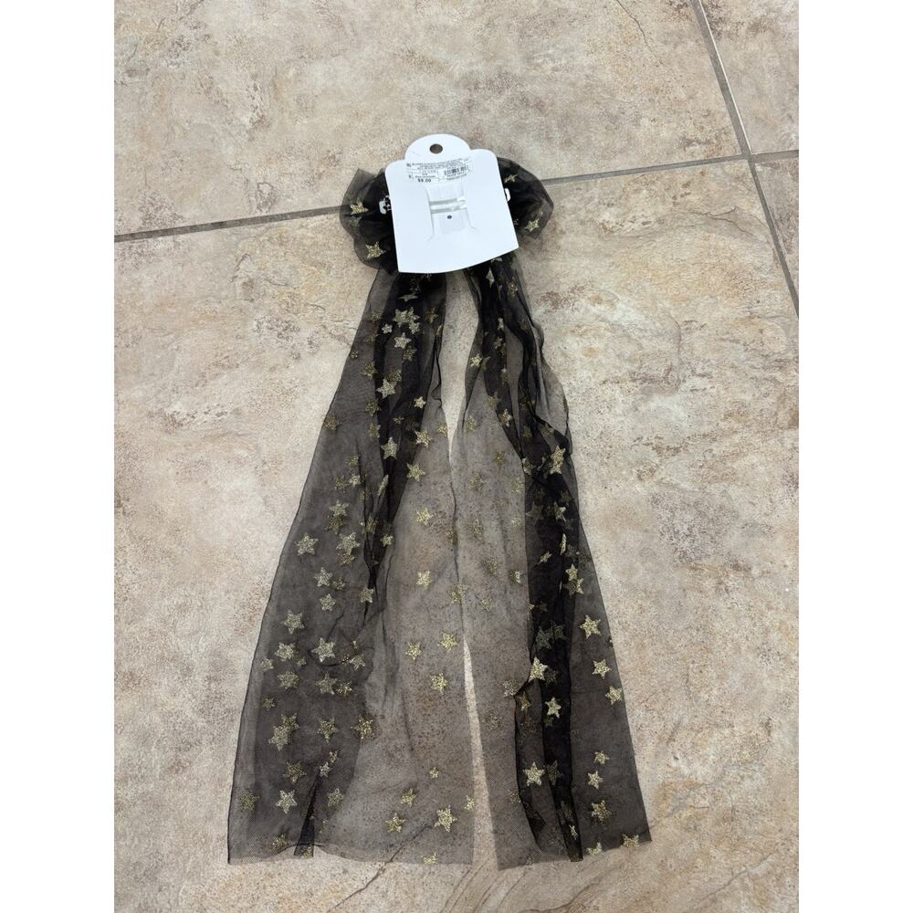 Festive Holiday Hair Bows For Women - 2 Bows In The Lot - Black And Gold - Picture 2 of 8